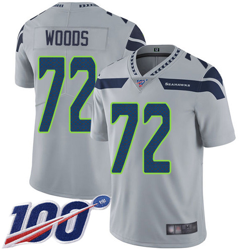 Seattle Seahawks Limited Grey Men Al Woods Alternate Jersey NFL Football #72 100th Season Vapor Untouchable->youth nfl jersey->Youth Jersey